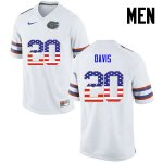 Men's Florida Gators #20 Malik Davis NCAA Nike White USA Flag Fashion Authentic Stitched College Football Jersey SIQ2362YA